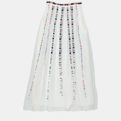 Pre-owned M Missoni Silk Maxi Skirt 40 In White