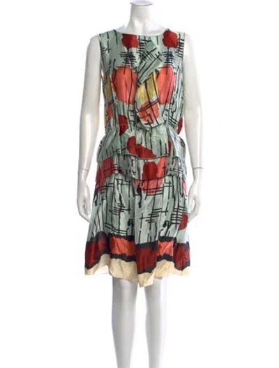 Pre-owned M Missoni Silk Midi Length Dress In Green