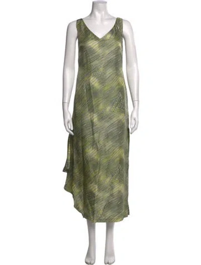 Pre-owned M Missoni Silk Midi Length Dress W/ Tags In Green