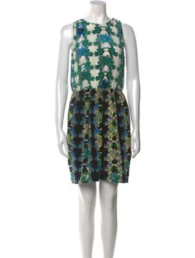 Pre-owned M Missoni Silk Mini Dress In Green