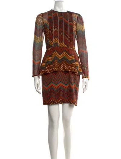 Pre-owned M Missoni Silk Mini Dress In Orange