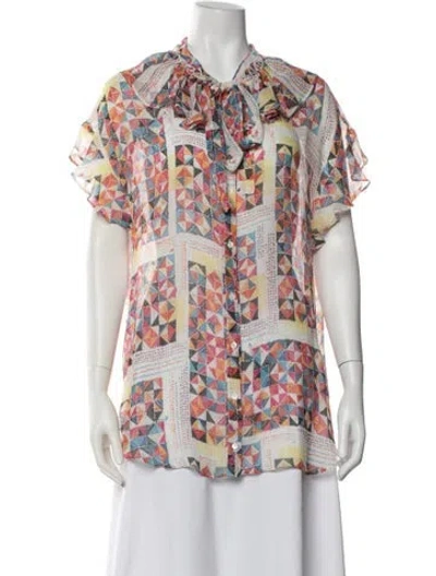 Pre-owned M Missoni Silk Patterned Blouse In Multicolor