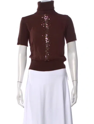 Pre-owned M Missoni Silk Patterned Sweater In Brown