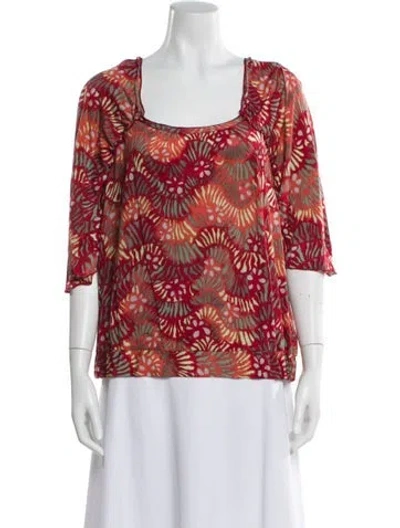 Pre-owned M Missoni Silk Patterned Top In Red