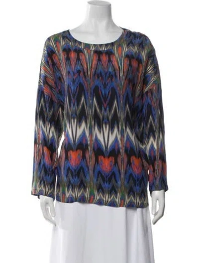 Pre-owned M Missoni Silk Printed Top In Blue