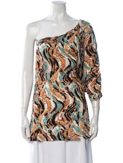 Pre-owned M Missoni Silk Printed Top In Neutral