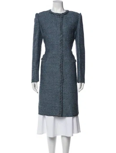 Pre-owned M Missoni Silk Tweed Pattern Coat In Blue