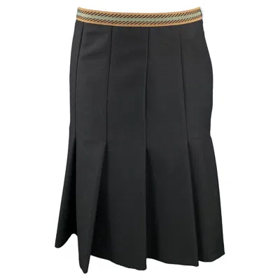 Pre-owned M Missoni Size 6 Black Twill Wool Pleated A-line Skirt