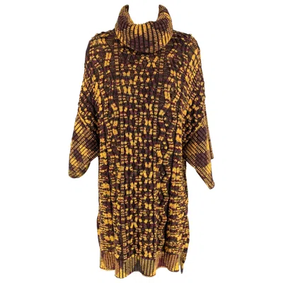 Pre-owned M Missoni Size M Gold & Purple Knitted Wool Blend Oversized Turtleneck Sweater