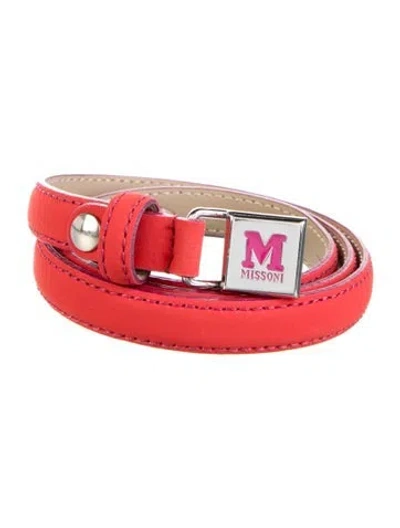 Pre-owned M Missoni Skinny Leather Belt In Red