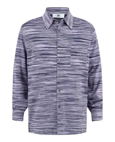 M Missoni Slub Button-up Shirt In Blue