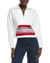 M Missoni Solid 1/4-zip Pullover In White
