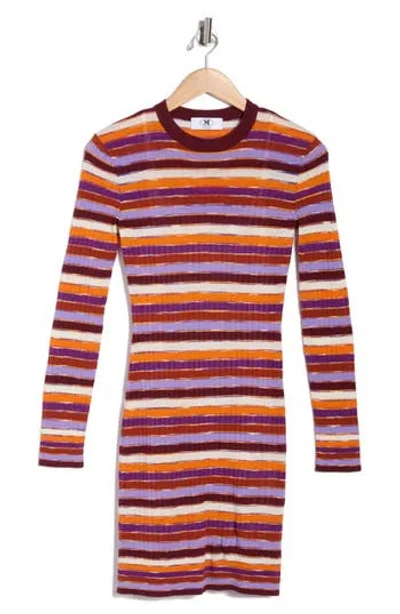 M Missoni Stripe Long Sleeve Rib Knit Minidress In Multi