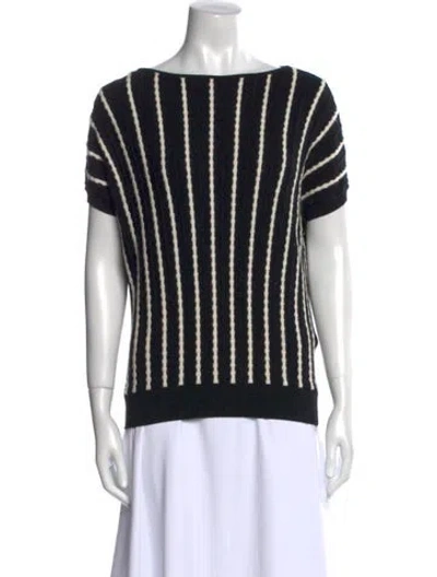 Pre-owned M Missoni Striped Bateau Neckline Sweater In Black