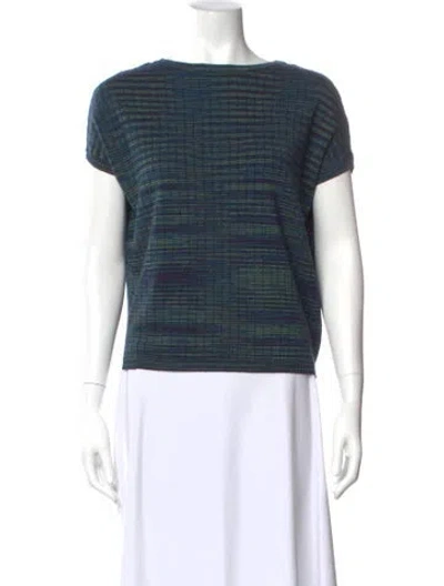 Pre-owned M Missoni Striped Bateau Neckline Sweater In Blue