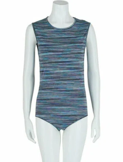 Pre-owned M Missoni Striped Bodysuit W/ Tags In Blue