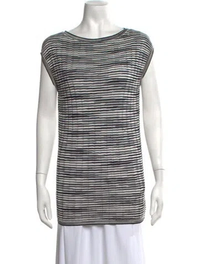Pre-owned M Missoni Striped Crew Neck Sweater In Black