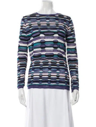 Pre-owned M Missoni Striped Crew Neck Sweater In Blue