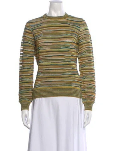 Pre-owned M Missoni Striped Crew Neck Sweater In Green