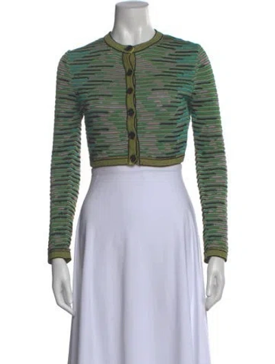 Pre-owned M Missoni Striped Crew Neck Sweater In Green
