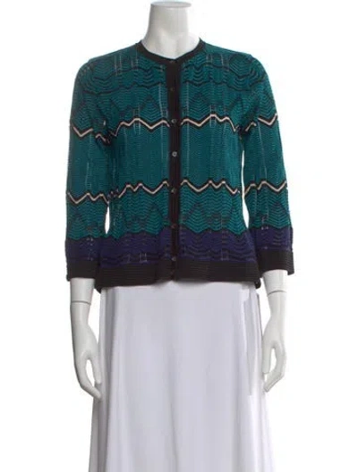 Pre-owned M Missoni Striped Crew Neck Sweater In Green