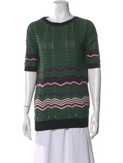 Pre-owned M Missoni Striped Crew Neck Top In Green
