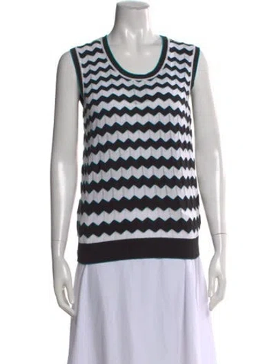 Pre-owned M Missoni Striped Crew Neck Top In White