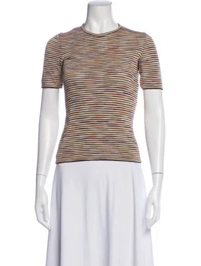 Pre-owned M Missoni Striped Crew Neck T-shirt In Neutrals