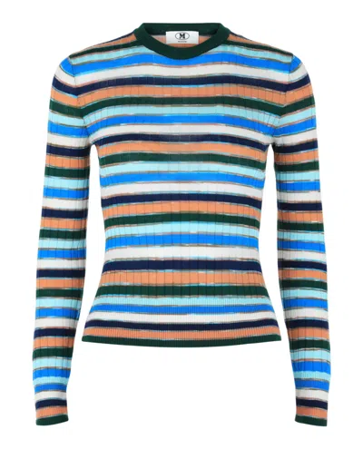 M Missoni Striped Crewneck Sweater In Multi