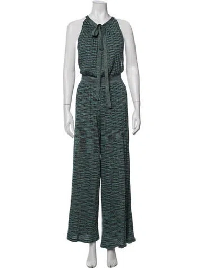 Pre-owned M Missoni Striped Halterneck Jumpsuit In Blue