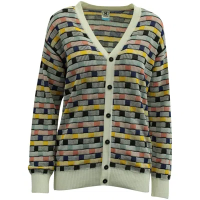 M Missoni Striped Intarsia Cardigan In Multicolor Cotton