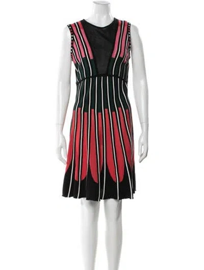 Pre-owned M Missoni Striped Knee-length Dress In Black