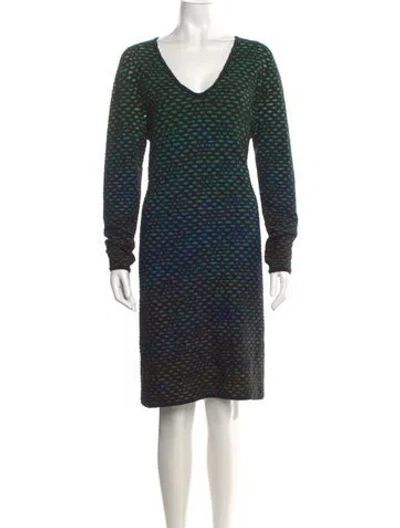 Pre-owned M Missoni Striped Knee-length Dress In Black