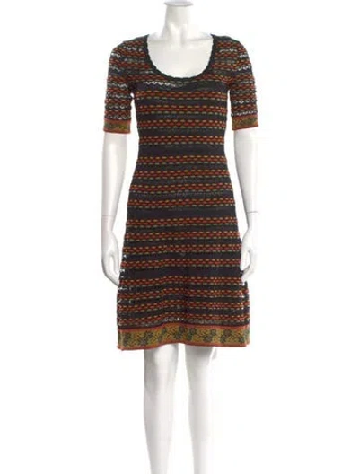Pre-owned M Missoni Striped Knee-length Dress In Black