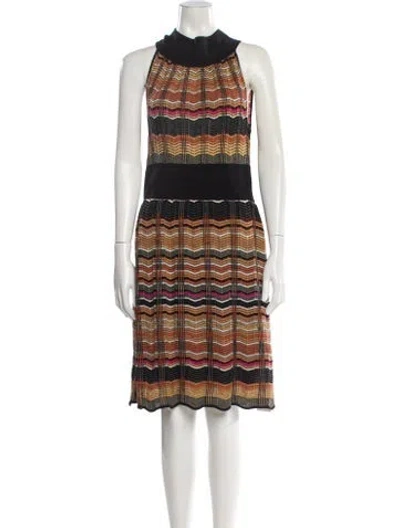 Pre-owned M Missoni Striped Knee-length Dress In Black
