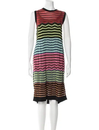 Pre-owned M Missoni Striped Knee-length Dress In Black
