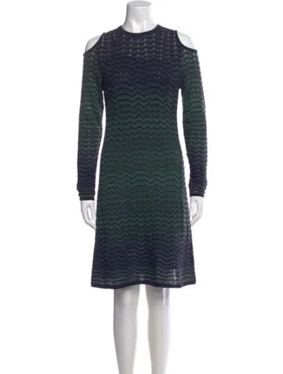 Pre-owned M Missoni Striped Knee-length Dress In Blue