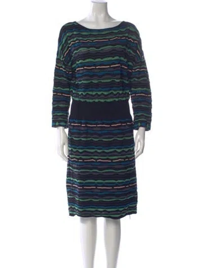 Pre-owned M Missoni Striped Knee-length Dress In Blue