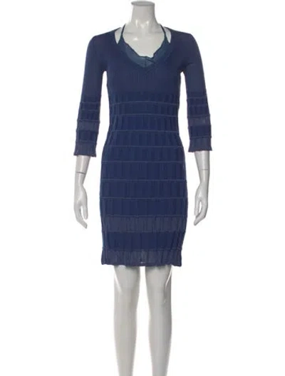 Pre-owned M Missoni Striped Knee-length Dress In Blue