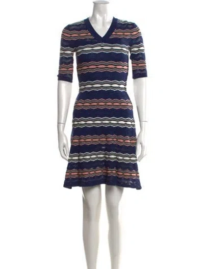 Pre-owned M Missoni Striped Knee-length Dress In Blue