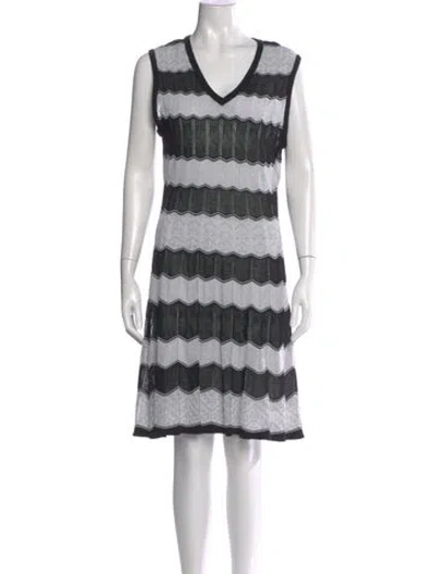 Pre-owned M Missoni Striped Knee-length Dress In Gray