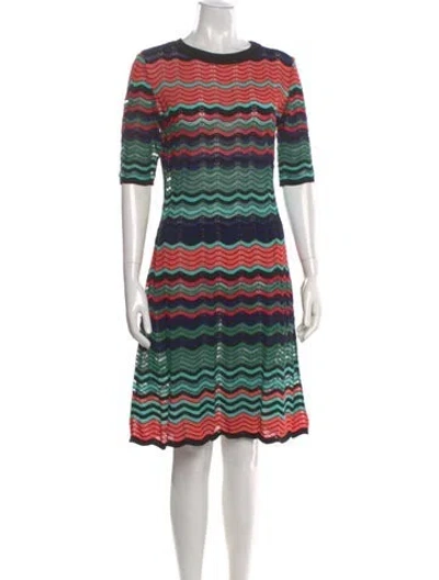 Pre-owned M Missoni Striped Knee-length Dress In Green