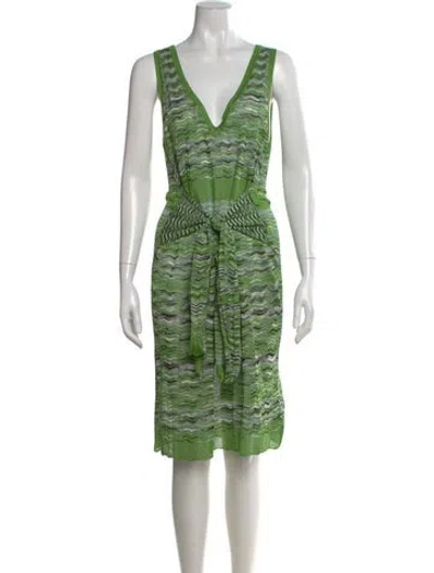 Pre-owned M Missoni Striped Knee-length Dress In Green