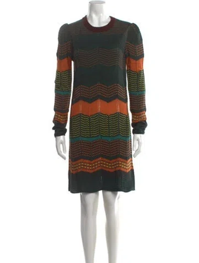 Pre-owned M Missoni Striped Knee-length Dress In Green