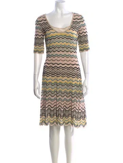 Pre-owned M Missoni Striped Knee-length Dress In Neutral
