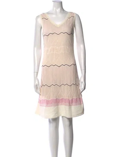 Pre-owned M Missoni Striped Knee-length Dress In Neutral