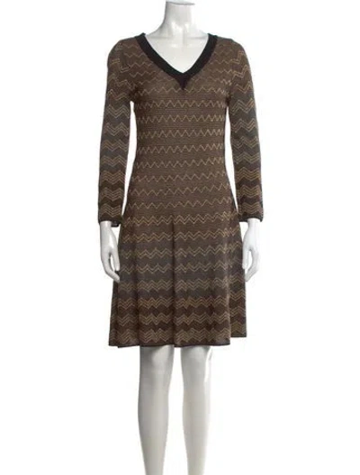 Pre-owned M Missoni Striped Knee-length Dress In Neutral