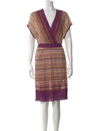 Pre-owned M Missoni Striped Knee-length Dress In Purple