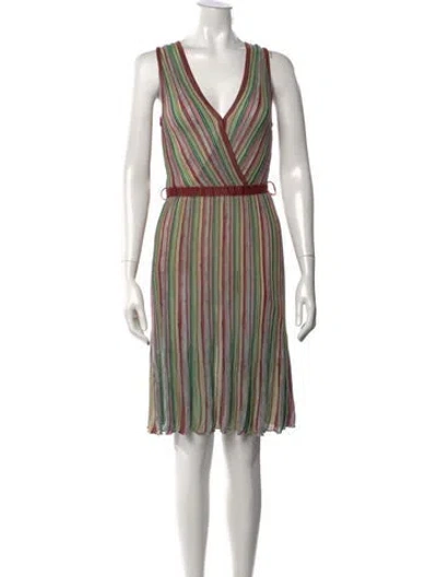 Pre-owned M Missoni Striped Knee-length Dress In Red