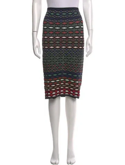 Pre-owned M Missoni Striped Knee-length Skirt W/ Tags In Black